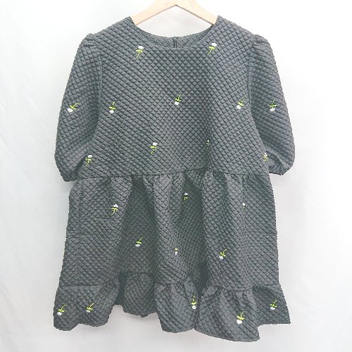 ◇ ⊂ mite 花柄刺繡 半袖 チュニック サイズ表記なし ブラック レディース E 【中古】 ◇ ⊂ mite 花柄刺繡 半袖 チュニック サイズ表記なし ブラック レディース E 【中古】