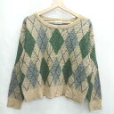 ◇ ⊇ Te chichi TERRASSE テチチ テラス アーガイル柄 長袖 ニット セーター サイズF ブラウン グリーン レディース E 【中古】