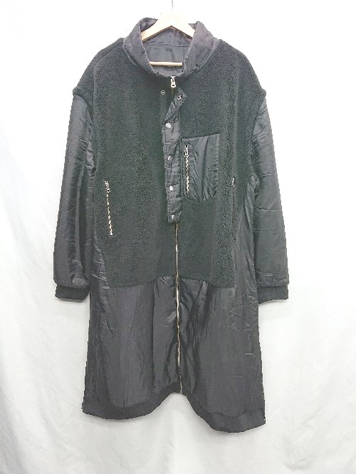 ◇ ⊇ tree café ツリーカフェカフェ ボアドッキング 袖取り外し可能 長袖 アウター サイズF ブラック レ..