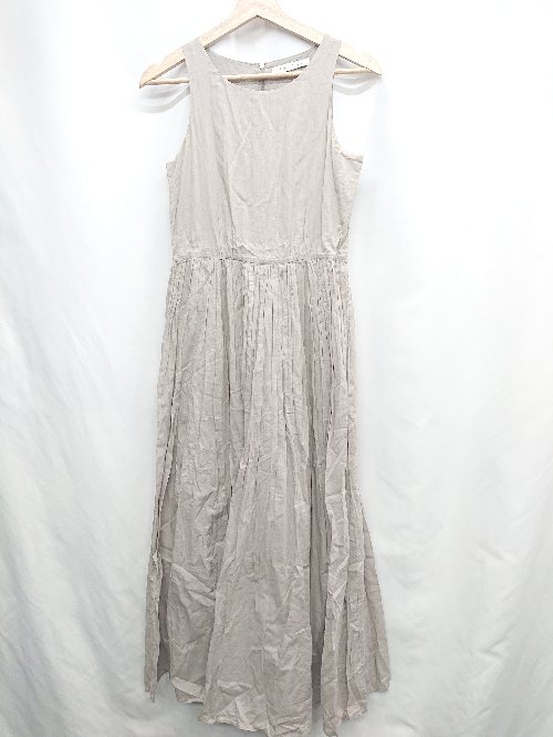 ◇ ⊂ MARIHA ]マリハ 綿 ノースリーブ ロング ワンピース サイズ38 グレージュ レディース E 【中古】