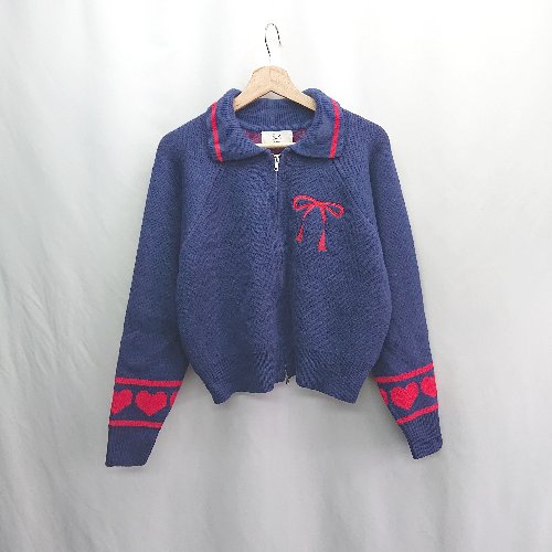 ◇ ⊇ 3.3 Field Trip 3.3フィールドトリップ バイカラー 長袖 ニット サイズF ネイビー レディース E 【中古】