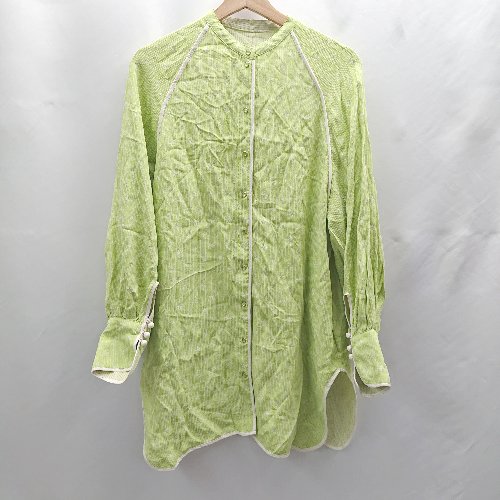 ◇ Θ AMERI アメリ MEDI MATELASSE REVERSIBLE SHIRT 長袖 シャツ サイズF グリーン レディース E 【中古】