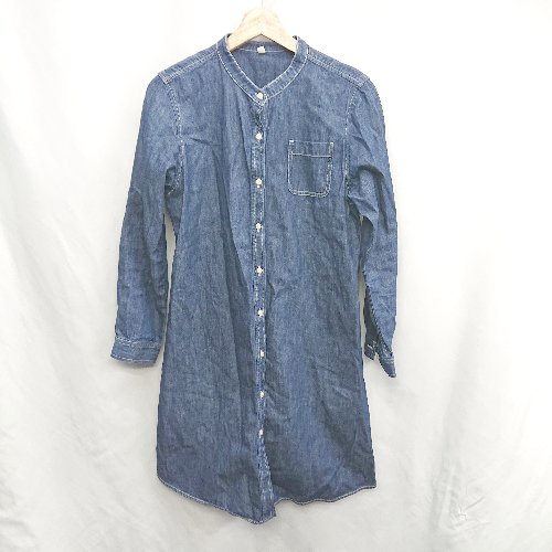 ◇ ⊂ 無印良品 バンドカラー 長袖 チュニック サイズML ネイビー レディース E 【中古】 ◇ ⊂ 無印良品 バンドカラー 長袖 チュニック サイズML ネイビー レディース E 【中古】