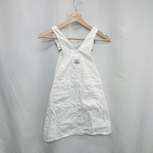 ◇ Θ F.O.KIDS サロペット風 デニム生地 キッズ 膝丈 ワンピース サイズ130 ホワイト系 女の子 E 【中古】