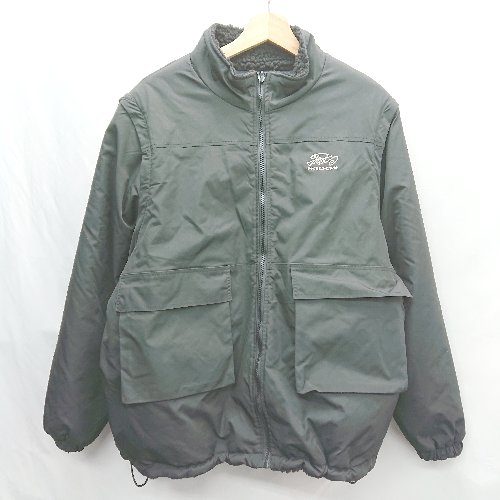 ◇ ⊇ COOPER クーパー ボア リバーシブル 袖取り外し可能 長袖 ジャンパー サイズF ブラック メンズ E 【中古】