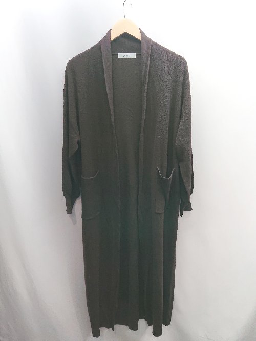 ◇ ⊇ ◎ nano universe ナノユニバース 長袖 ロングカーディガン サイズ表記なし ダークブラウン系 レディース E 【中古】