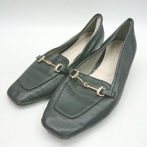 ◇ Θ WA Oriental Traffic スクエアトゥ ピットローファー サイズ37 ブラック ゴールド レディース E 【中古】