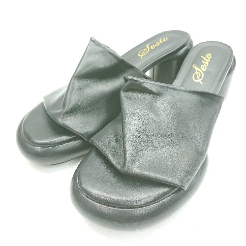 ◇ ⊂ SESTO セスト オープントゥ ヒールサンダル サイズ3L ブラック レディース E 【中古】