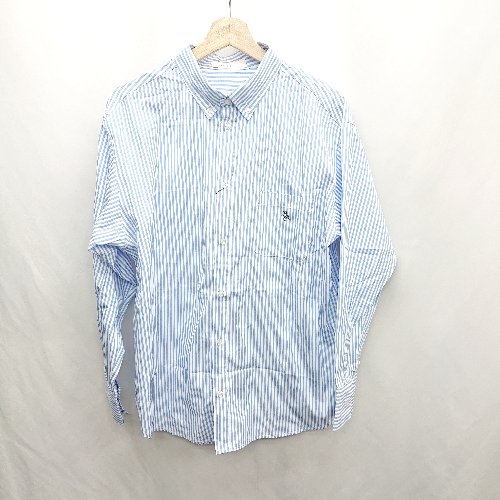 ◇ Φ ◎ ●美品● Φ BONLECILL ボンルシール ストライプ柄 長袖 シャツ サイズF ブルー ホワイト メンズ E 【中古】(4)