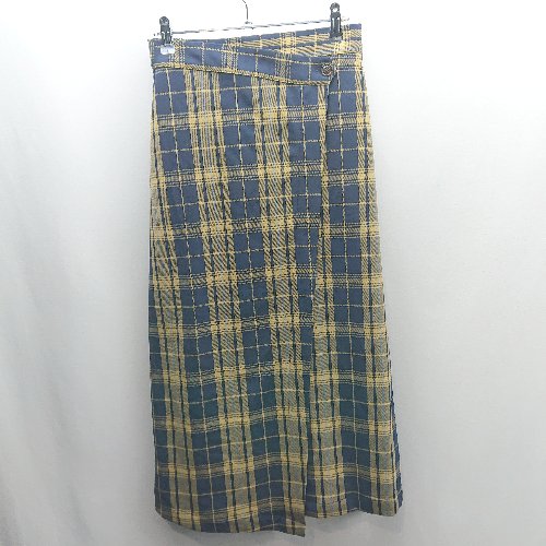 ◇ Θ afternoontea wardrob チェック柄 ロング ラップ巻き スカート サイズF ネイビー イエロー系 レディース E 【中古】