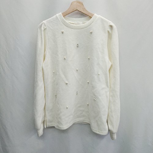 ◇ ⊇◎●未使用● DRESKIP ドレスキップ ビジュー付き 長袖 ニット サイズLL ホワイト レディース E 【中古】 ◇ ⊇◎●未使用● DRESKIP ドレスキップ ビジュー付き 長袖 ニット サイズLL ホワイト レディース E 【中古】
