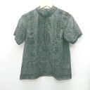 ◇ ⊂ PAGEBOY ペイズリー柄 レース 半袖 ブラウス サイズF ブラック レディース E 【中古】(4)