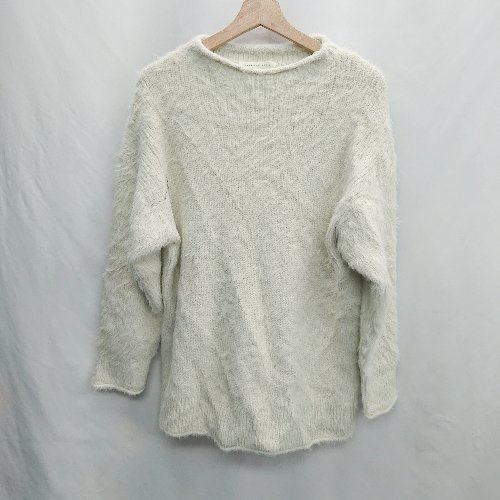 ◇ ⊇ AMERICAN HOLIC アメリカン ホリック 長袖 シャギー片畦BIGニットチュニック サイズF ホワイト レディース E 【中古】