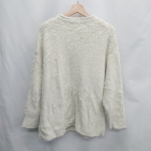 ◇ ⊇ AMERICAN HOLIC アメリカン ホリック 長袖 シャギー片畦BIGニットチュニック サイズF ホワイト レディース E 【中古】