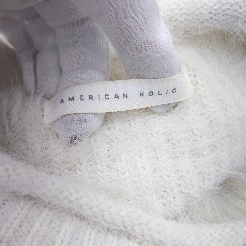 ◇ ⊇ AMERICAN HOLIC アメリカン ホリック 長袖 シャギー片畦BIGニットチュニック サイズF ホワイト レディース E 【中古】
