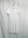 ◇ ⊂ E hyphen world gallery ドット柄 半袖 ロング丈 ワンピース サイズF ホワイト ブラック レディース E 【中古】