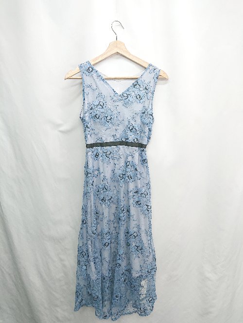 ◇ ⊂ ◎ ●未使用● tocco closet トッコクローゼット レース 膝下丈 ワンピース サイズM ブルー レディース E 【中古】