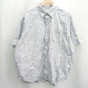 ◇ ⊂ MONO-MART モノマート ストライプ柄 半袖 シャツ サイズL グレー ホワイト メンズ レディース E 【中古】