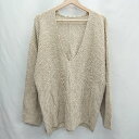 ◇ ⊇ Re:EDIT リエディ Vネック 長袖 ニット サイズLL ベージュ レディース E 【中古】