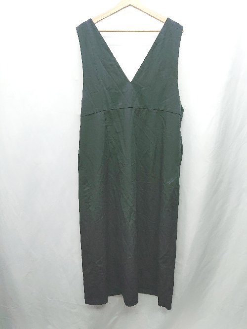 ◇ ⊂ QUE MADE ME Vネック ロング丈 ワンピース サイズLL ブラック レディース E 【中古】