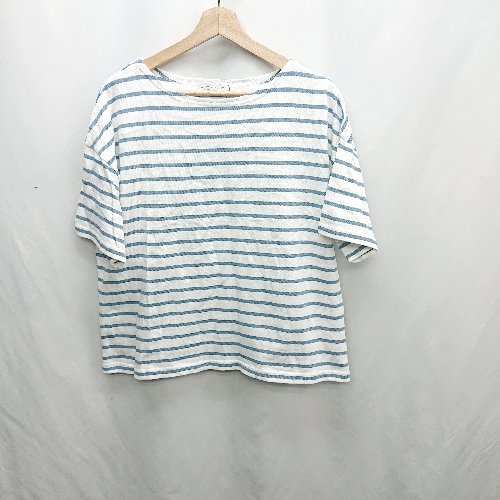 ◇ ◎●未使用● ⊂ A day in the life UNITED ARROWS ボーダー柄 半袖 Tシャツ サイズF ブルー ホワイト系 レディース E 【中古】