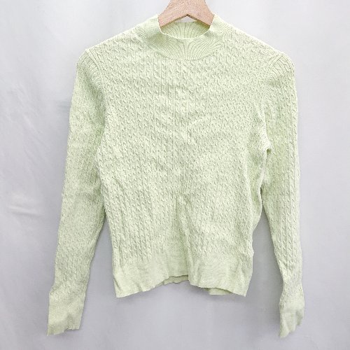 ◇ ⊇ OPAQUE.CLIP オペーク ドット クリップ ハイネック 長袖 ニット サイズS ライトグリーン レディース E 【中古】