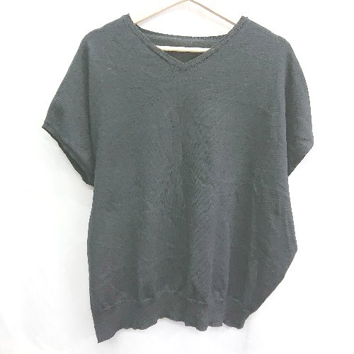 ◇ ⊇ antiqua アンティカ Vネック 半袖 ニット サイズF ブラック レディース E 【中古】