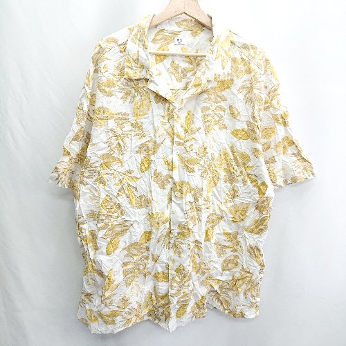 ◇ ⊂ UNIQLO ユニクロ 総柄 半袖 シャツ サイズ3XL ホワイト イエロー系 メンズ E 【中古】