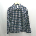◇ ⊇ HALHAM ハルハム チェック柄 長袖 シャツ サイズL ネイビー ブラウン ホワイト メンズ E 【中古】|詳細画像