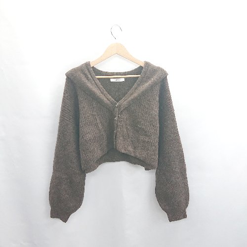 ◇ ⊇ archives アルシーヴ ミックス糸 セーラー襟 長袖 ニットカーディガン サイズM ブラウン系 レディース E 【中古】