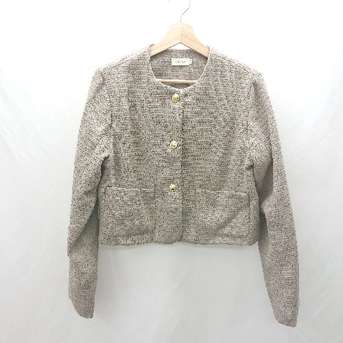 ◇ ⊇ LAUIR ラウアー 長袖 ノーカラージャケット サイズM ブラウン レディース E 【中古】