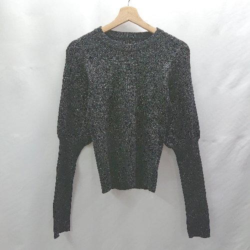 ◇ ⊇◎●未使用● titivate パフスリーブ ラメ リブニット 長袖 プルオーバー サイズM ブラック レディース E 【中古】