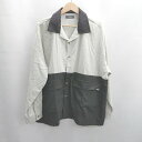 ◇ ⊂ MinoriTY マイノリティ ツートンカラー 長袖 シャツ サイズ L グリーン系 ブラック メンズ レディース E 【中古】