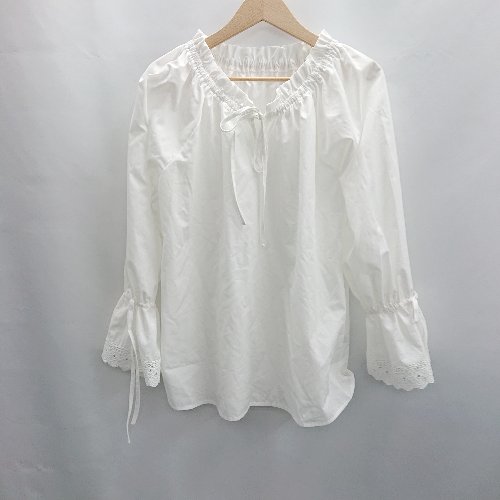 ◇ Θ BASEMENT online フリル 長袖 ブラウス チュニック サイズ F ホワイト レディース E 【中古】 ◇ Θ BASEMENT online フリル 長袖 ブラウス チュニック サイズ F ホワイト レディース E 【中古】
