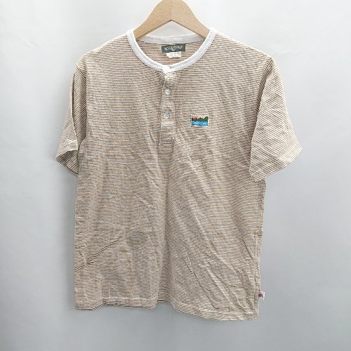 ◇ ⊂Φ coen コーエン ボーダー柄 半袖 Tシャツ サイズ表記なし ベージュ レディ－ス E 【中古】