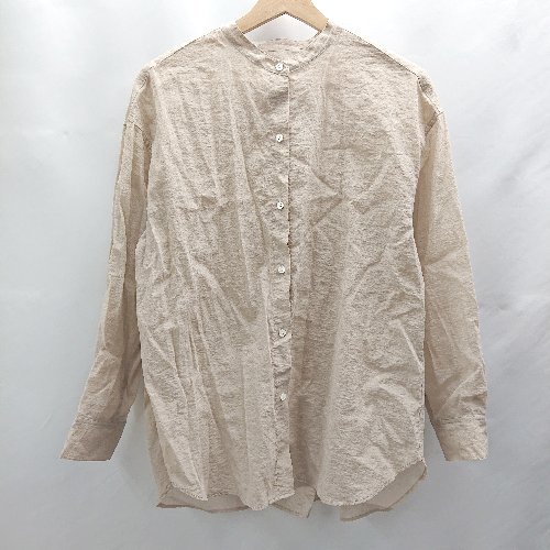 ◇ ⊂Φ URBAN RESEARCH アーバンリサーチ ノーカラー シアー 長袖 シャツ サイズフリー ベージュ レディース E 【中古】