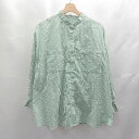 ◇ ⊂ nemne store ネンネストア ストライプ柄 長袖 シャツ サイズF グリーン レディース E 【中古】(4)