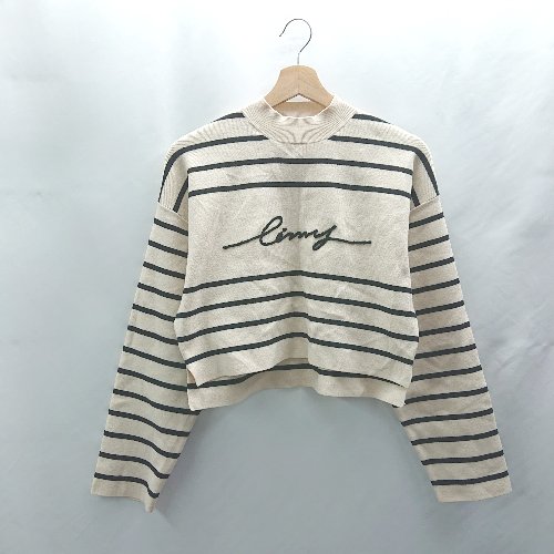 ◇ ⊇ eimy istoire エイミー イストワール ボーダー柄 長袖 ニット サイズF ベージュ ブラック レディース E 【中古】