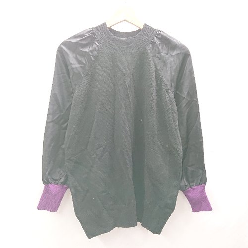 ◇ ⊇ FLOWER by RADIO EVA エヴァンゲリオン 長袖 ニット サイズF ブラック パープル レディース E 【中..