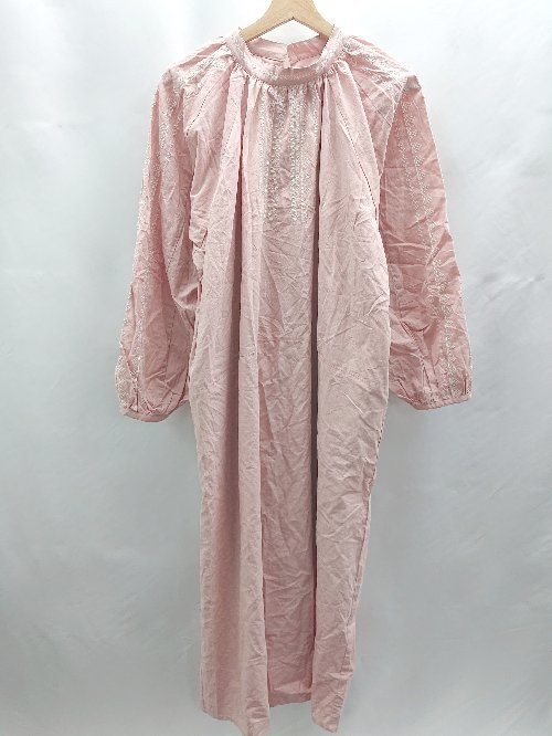 ◇ Θ titivate ティティベイト 刺繍 クロスステッチ 長袖 マキシ丈 ワンピース サイズM ピンク レディース E 【中古】