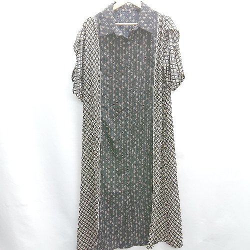 ◇ ⊂ VACANCY 総柄 半袖 ロング丈 ワンピース サイズF ブラック ホワイト系 レディース E 【中古】 ◇ ⊂ VACANCY 総柄 半袖 ロング丈 ワンピース サイズF ブラック ホワイト系 レディース E 【中古】