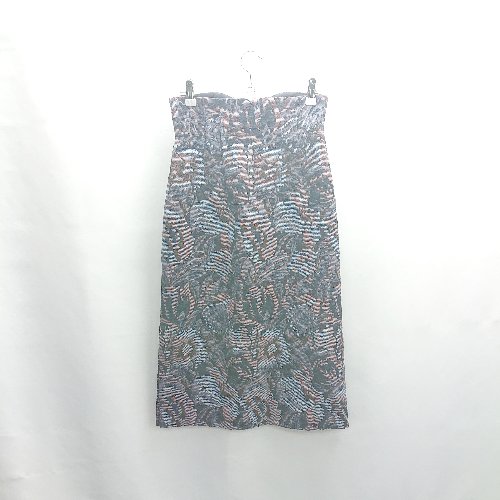 ◇ Θ Jewel Changes ハイウエスト 花柄 スリット入り ロング丈 タイト スカート サイズ36 ネイビー系 レディース E 【中古】