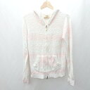 ◇ ⊇ gelato pique ボーダー柄 ロゴチャーム 長袖 パーカー サイズF ピンク ホワイト レディース E 【中古】