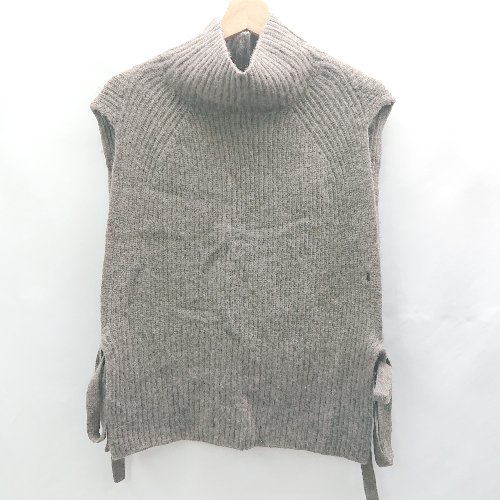 ◇ ⊇ UNITED ARROWS ユナイテッドアローズ ハイネック ウール混合 ノースリーブ ニット サイズ表記なし ブラウン系 レディース E 【中古】