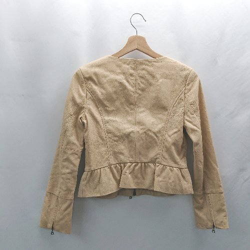 ◇ Θ TOCCA トッカ レザー系 フリル 長袖 ジャケット サイズ 0 ベージュ系 レディース E 【中古】