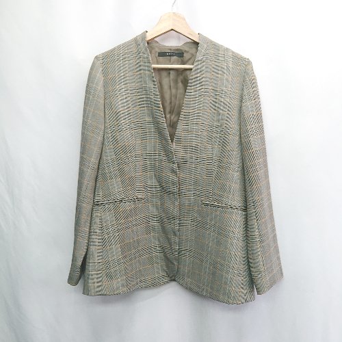 ◇ ⊇ KBF+ 総柄 長袖 ノーカラージャケット サイズ1 ブラック イエロー系 レディース E 【中古】