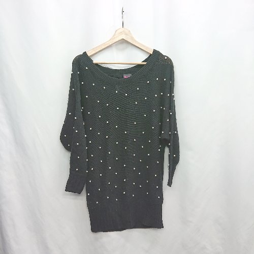 ◇ ⊇ Barbie バービー パール装飾 長袖 ニット サイズM ブラック レディース E 【中古】