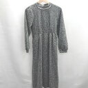 ◇ ⊇ grove グローブ ビジュー装飾 長袖 ロング丈 ワンピース サイズL グレー レディース E 【中古】