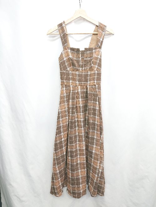 ◇ ⊇◎●未使用● SHEIN MOD チェック柄 ロング ワンピース サイズXS ブラウン レディース E 【中古】