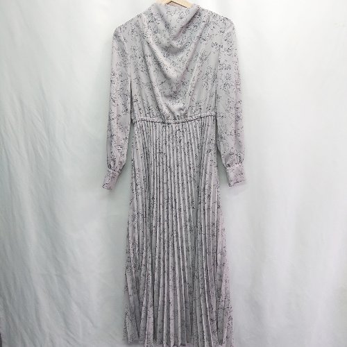 ◇ ⊂ NATURAL BEAUTY BASIC 総柄 長袖 ロング丈 ワンピース サイズS グレージュ系 ブラック レディース E 【中古】